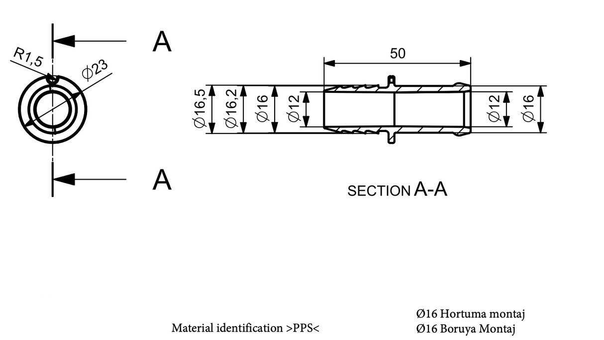 Plastikrohrverbinder/Kunststoffverbinder / Interne Bauteile: JN35721905 / OEM Bauteilnummer: 4KE.121.089.N (dient nur zum Vergleich) / Verwendung: Kunststoffleitung
