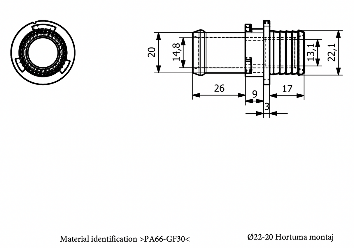 Sclauchverbinder mit Drehverschluss / Interne Bauteile: JN35721916 / OEM Bauteilnummer: 8W0.121.089.H (dient nur zum Vergleich) / Verwendung: EPDM Schlauch