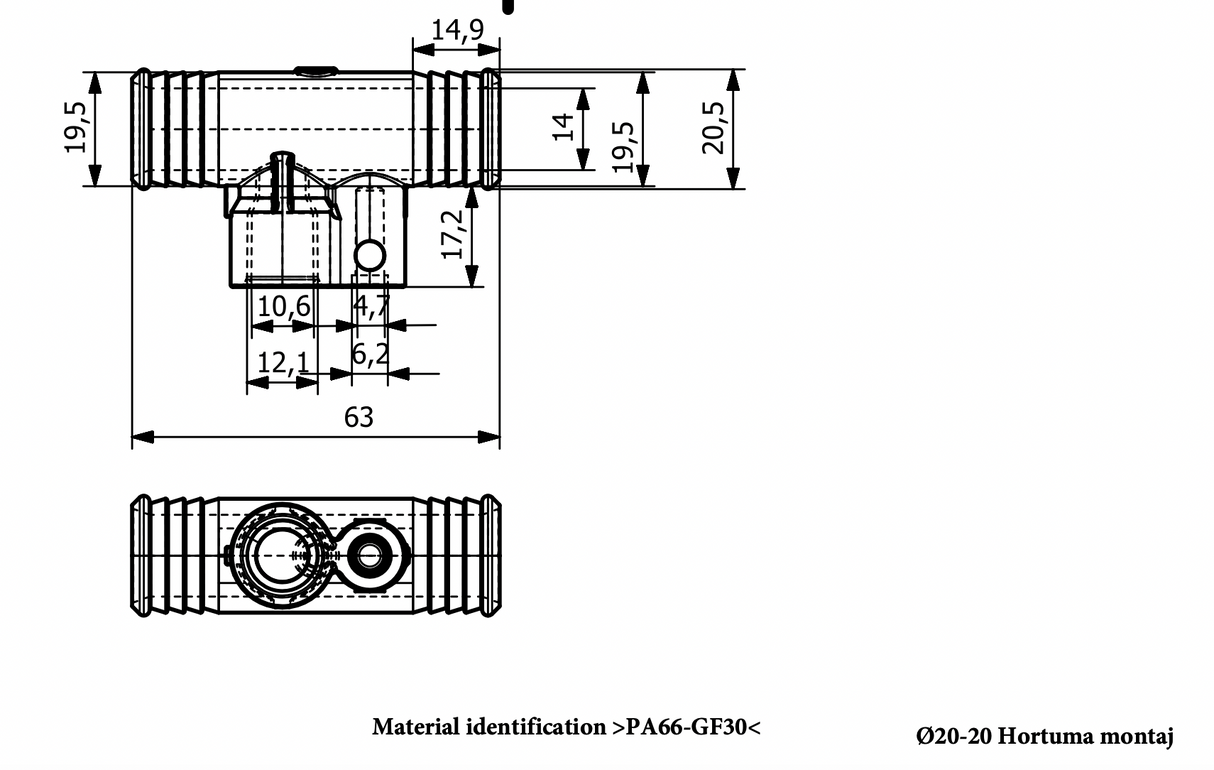Sclauchverbinder Thermostatgehäuse / Interne Bauteile: JN35721918 / OEM Bauteilnummer: 4G0.121.140.S (dient nur zum Vergleich) / Verwendung: EPDM Schlauch